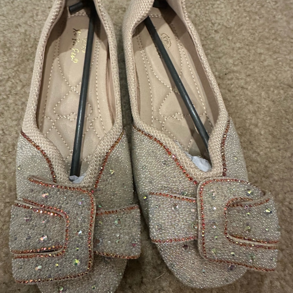 XYF Sparkling Beige Flats